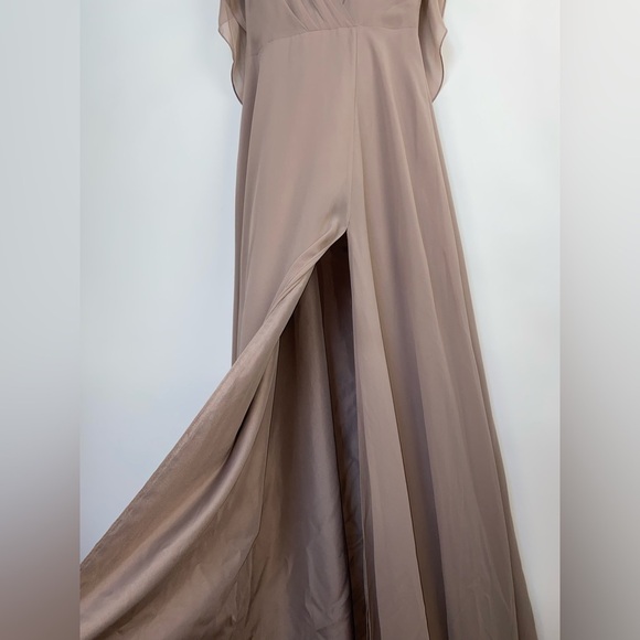 Jenny Yoo Bridesmaid dress Size 0 V-neck, flutter sleeve, side‎ slit - Picture 6 of 14